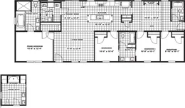 The THE LYON Floor Plan. This Manufactured Mobile Home features 4 bedrooms and 2 baths.