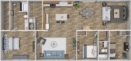 The MARVELOUS 3 Floor Plan. This Manufactured Mobile Home features 3 bedrooms and 2 baths.