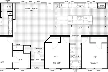 The THE ANDERSON II Floor Plan. This Manufactured Mobile Home features 3 bedrooms and 2 baths.