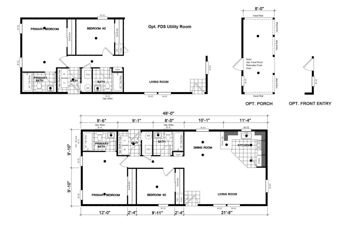The DRM482P 2048'            DREAM Floor Plan. This Manufactured Mobile Home features 2 bedrooms and 2 baths.