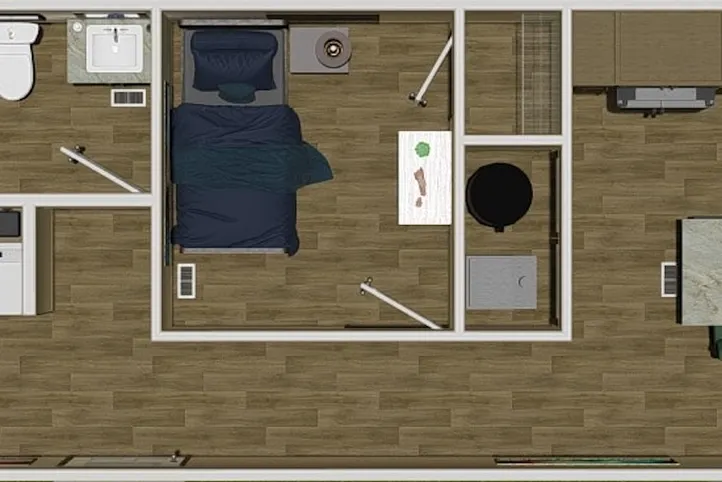 The CORTES Floor Plan. This Manufactured Mobile Home features 2 bedrooms and 2 baths.