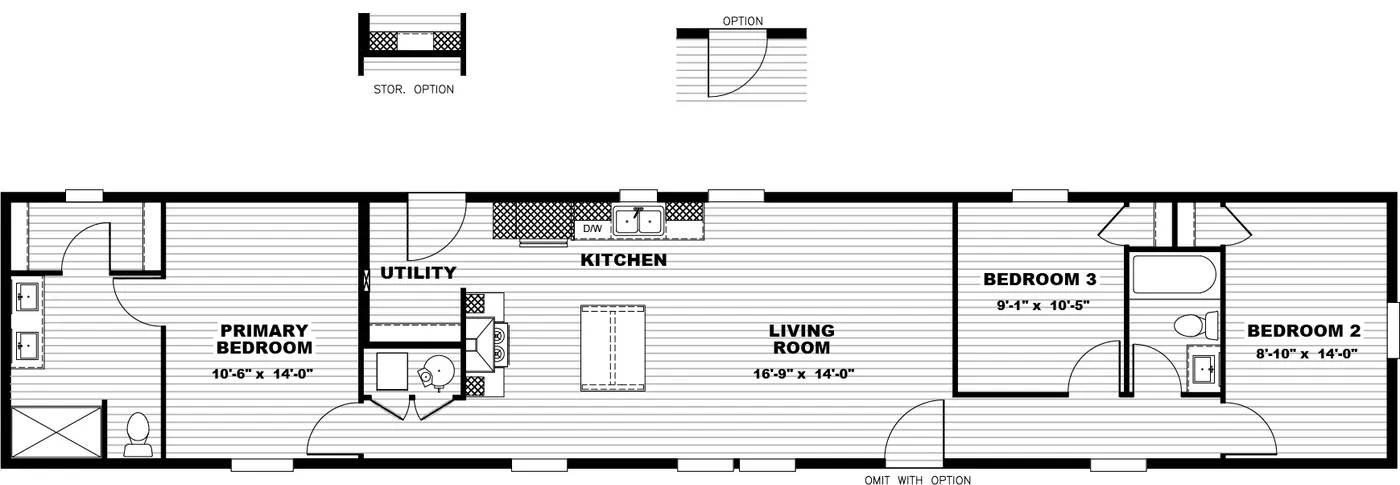 The SWEET CAROLINE Floor Plan. This Manufactured Mobile Home features 3 bedrooms and 2 baths.