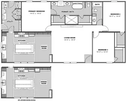 The THE FUSION 3260 Floor Plan. This Manufactured Mobile Home features 3 bedrooms and 2 baths.