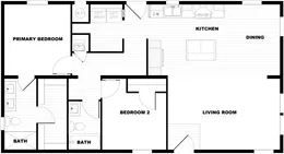 The CMH TEM2444-2A RISING SUN Floor Plan. This Manufactured Mobile Home features 2 bedrooms and 2 baths.