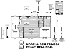 The THE REAL DEAL Floor Plan. This Manufactured Mobile Home features 3 bedrooms and 2 baths.