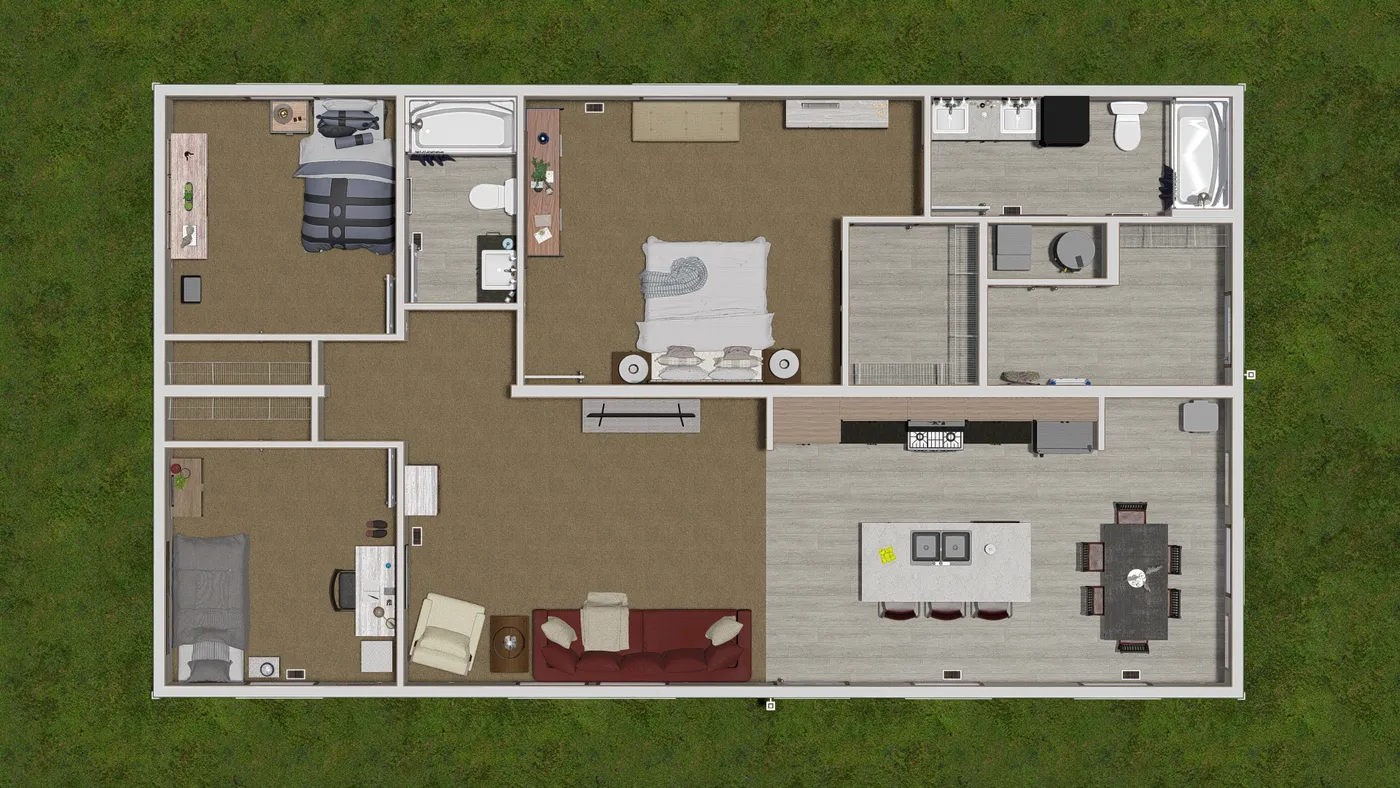 The 4828-E782 THE PULSE Floor Plan. This Manufactured Mobile Home features 3 bedrooms and 2 baths.