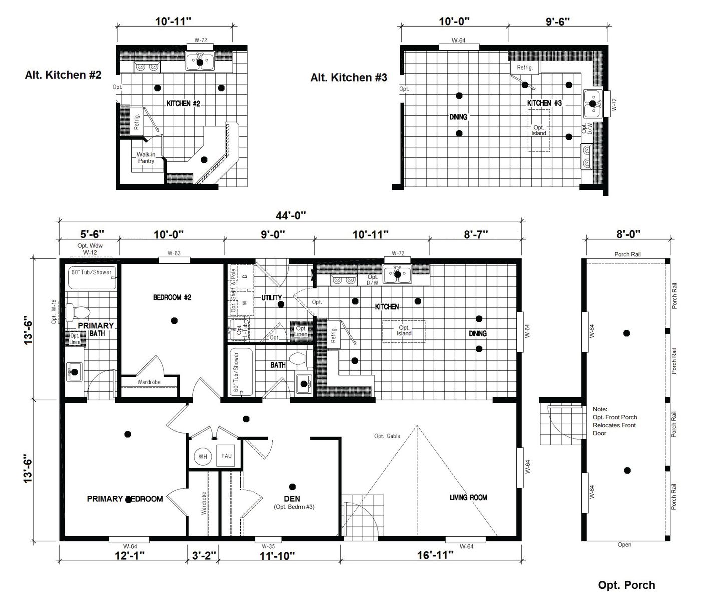 The DRM444F 44' DREAM Floor Plan. This Manufactured Mobile Home features 3 bedrooms and 2 baths.