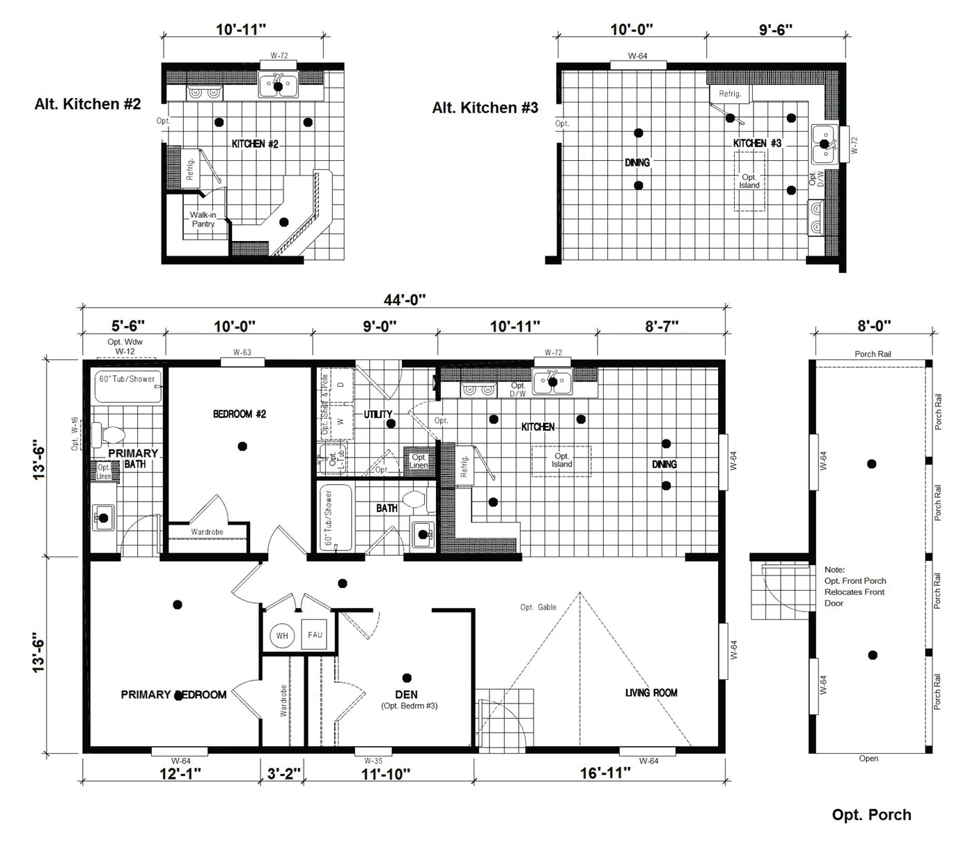 The DRM444F 44'              DREAM Floor Plan. This Manufactured Mobile Home features 3 bedrooms and 2 baths.
