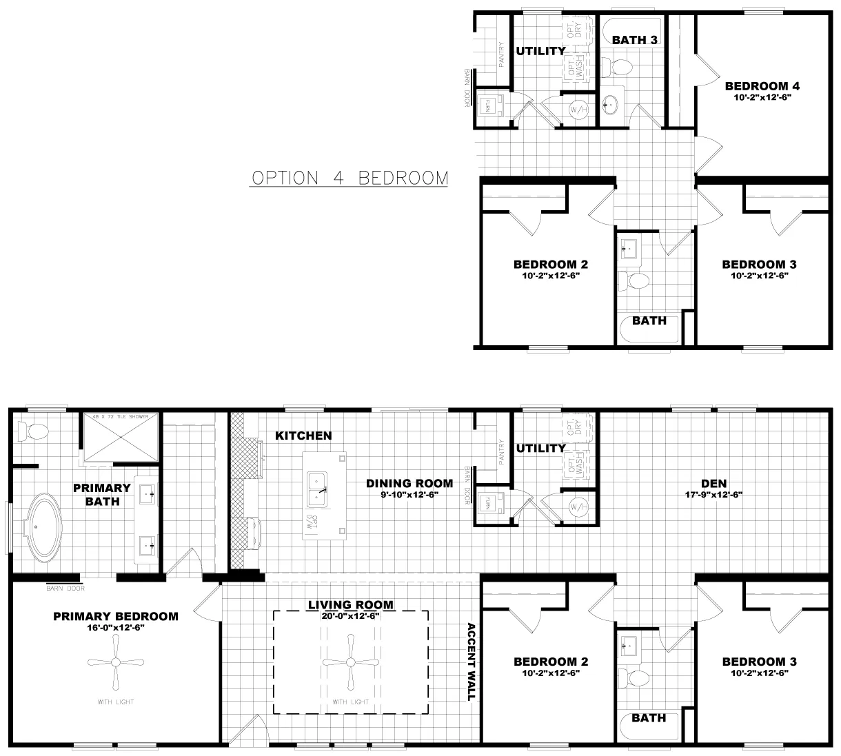 The THE MAUI Floor Plan. This Manufactured Mobile Home features 3 bedrooms and 2 baths.