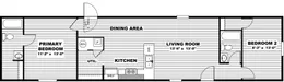 The DELIGHT Floor Plan. This Manufactured Mobile Home features 2 bedrooms and 2 baths.