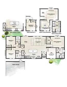 The CORONADO 2462A Floor Plan. This Manufactured Mobile Home features 3 bedrooms and 2 baths.