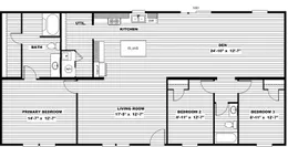 The MARVELOUS 3 Floor Plan. This Manufactured Mobile Home features 3 bedrooms and 2 baths.