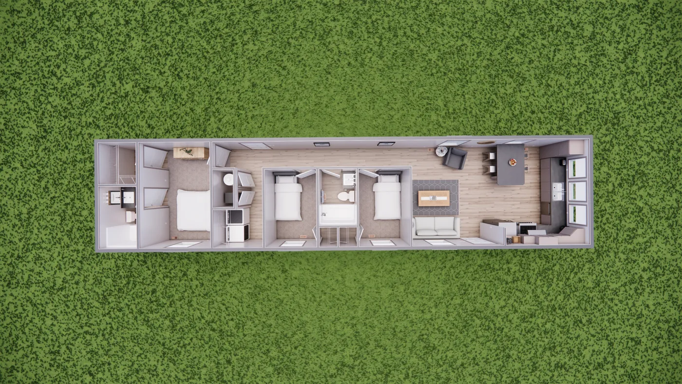 The 6616-4203 ADRENALINE Floor Plan. This Manufactured Mobile Home features 3 bedrooms and 2 baths.