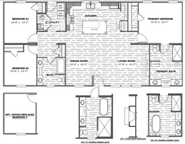 The ISLAND BREEZE Floor Plan. This Manufactured Mobile Home features 3 bedrooms and 2 baths.