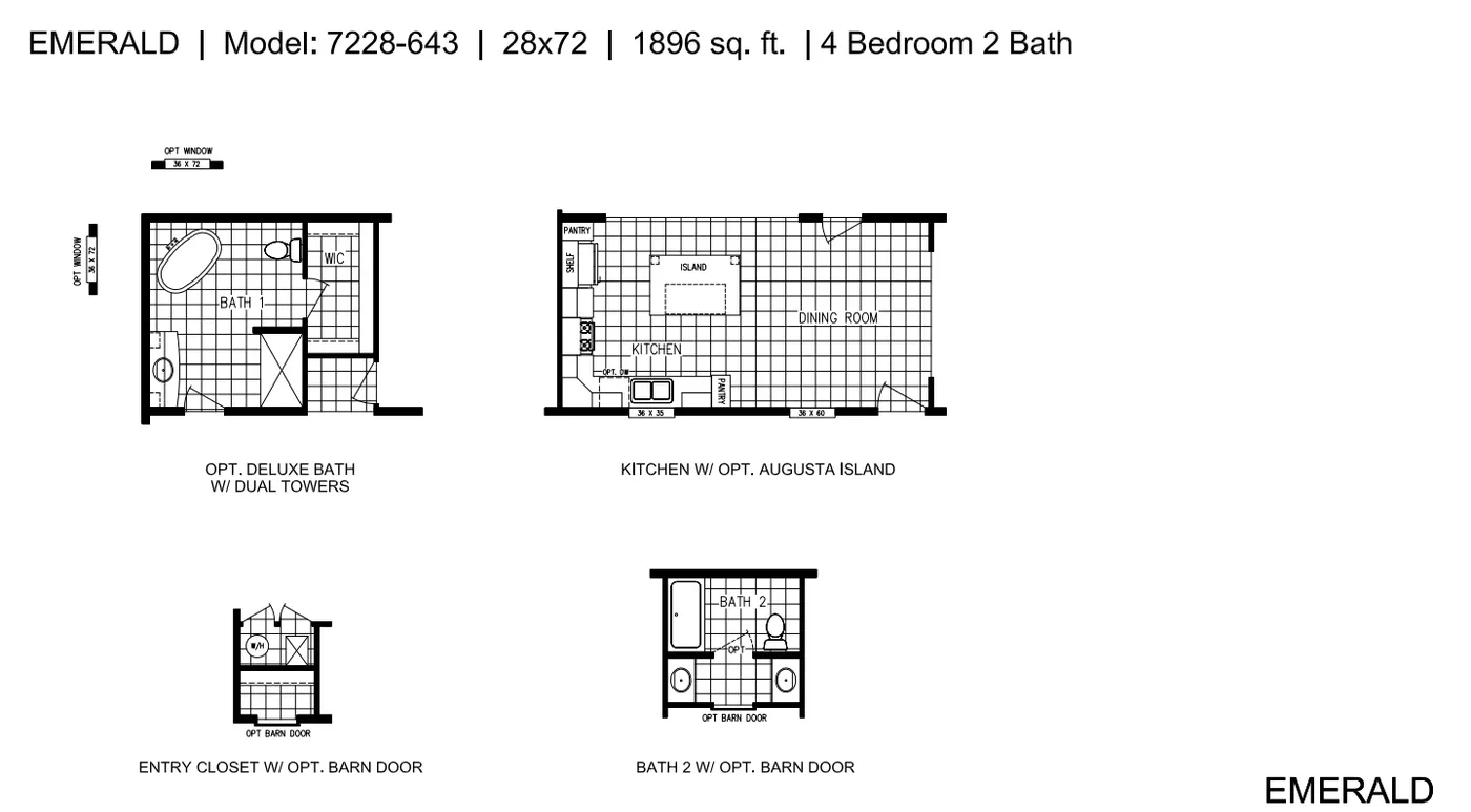 The EMERALD 7228-643 Floor Plan Options.