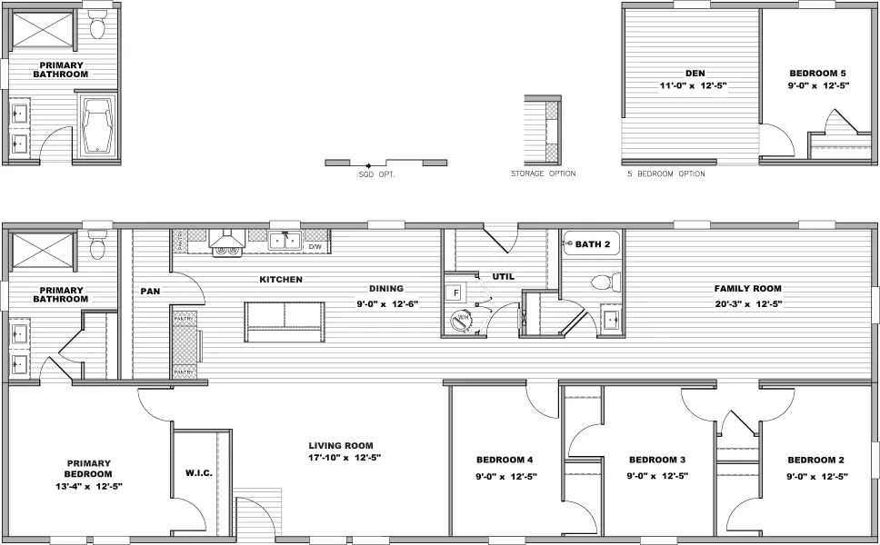 The OCTAVE Floor Plan. This Manufactured Mobile Home features 4 bedrooms and 2 baths.