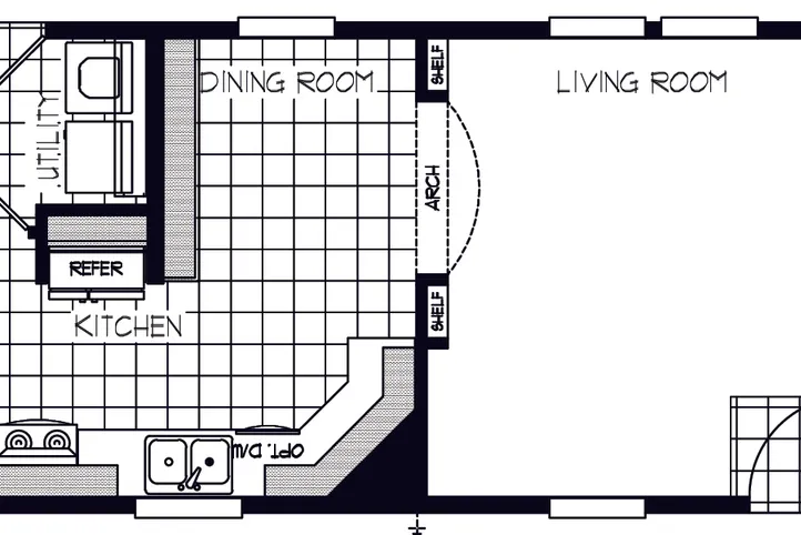 The K1676H Floor Plan. This Manufactured Mobile Home features 3 bedrooms and 2 baths.