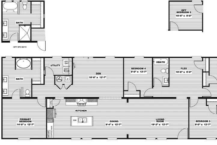 The RAINIER Floor Plan. This Manufactured Mobile Home features 4 bedrooms and 3 baths.