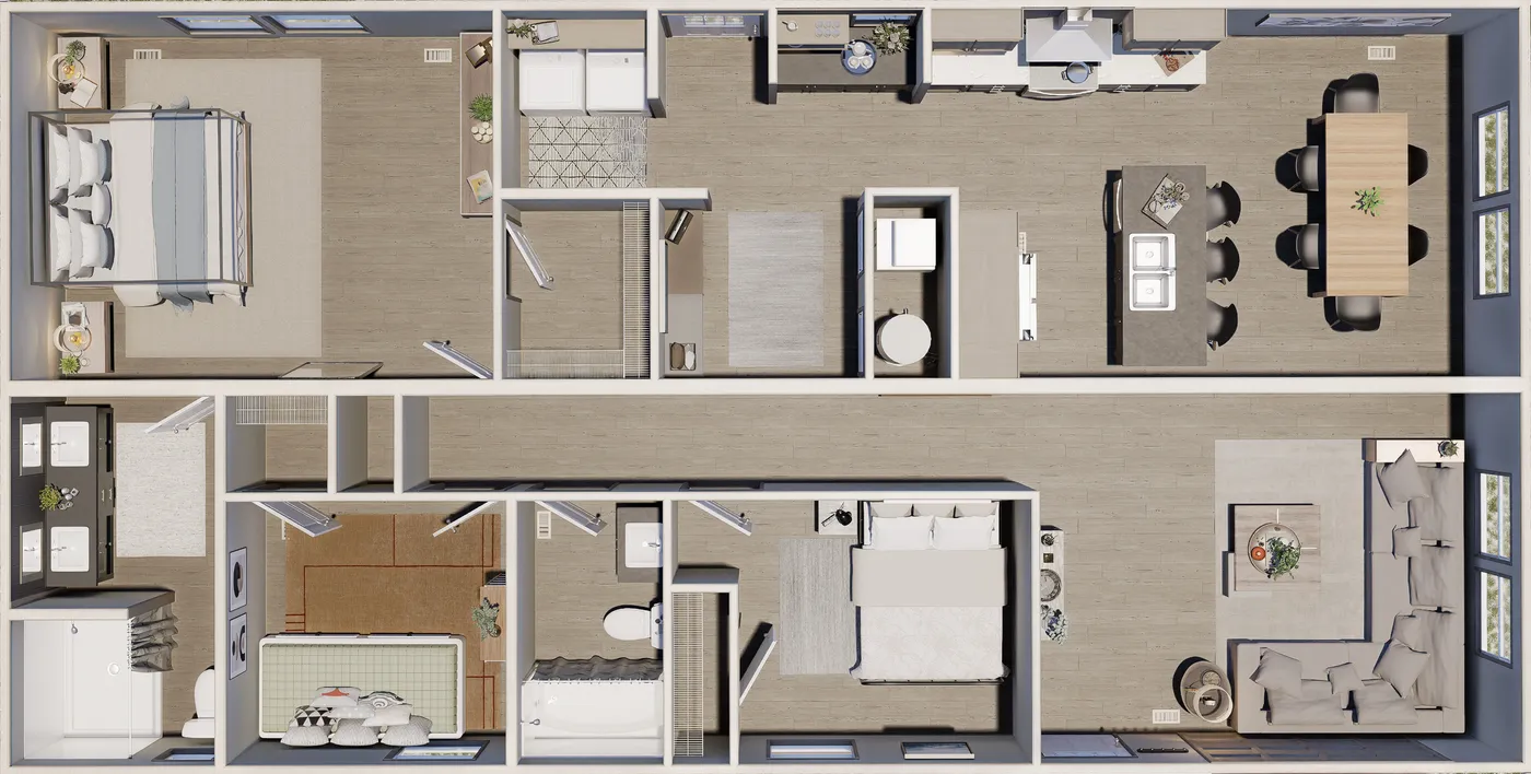 The COOK Floor Plan. This Manufactured Mobile Home features 3 bedrooms and 2 baths.