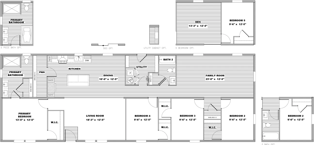 The ECHO Floor Plan. This Manufactured Mobile Home features 4 bedrooms and 2 baths.