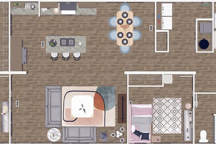 The CROCKETT Floor Plan. This Manufactured Mobile Home features 3 bedrooms and 2 baths.