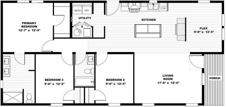 The STAYIN' ALIVE Floor Plan. This Manufactured Mobile Home features 3 bedrooms and 2 baths.