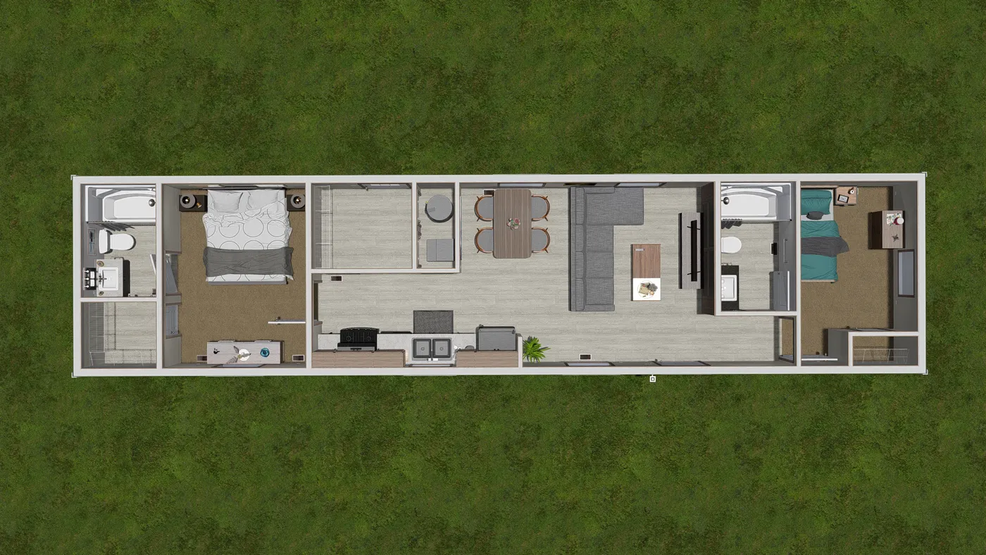 The 5614-4701 THE PULSE Floor Plan. This Manufactured Mobile Home features 2 bedrooms and 1 bath.