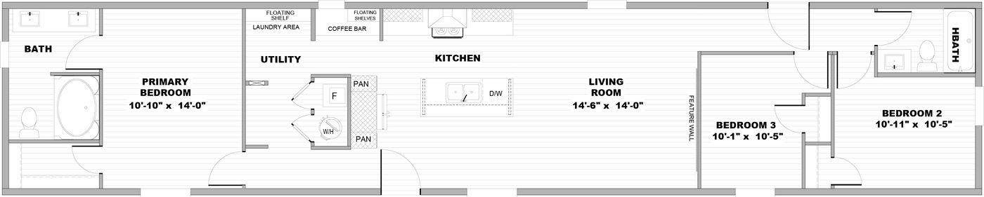 The SYDNEY Floor Plan. This Manufactured Mobile Home features 3 bedrooms and 2 baths.