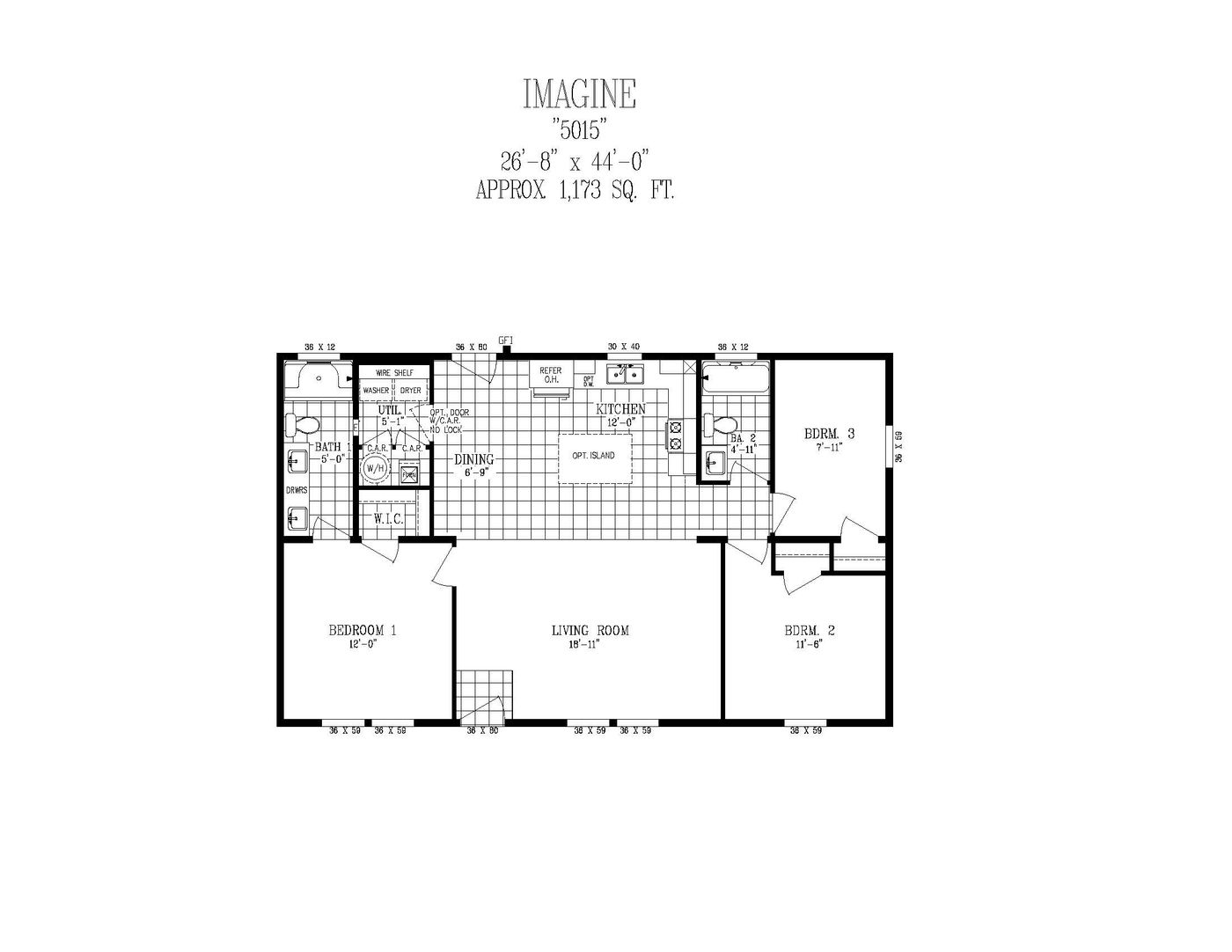 The 5015 IMAGINE Floor Plan. This Manufactured Mobile Home features 3 bedrooms and 2 baths.