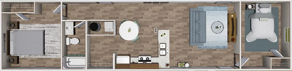 The BLISS Floor Plan. This Manufactured Mobile Home features 2 bedrooms and 1 bath.