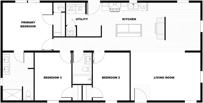 The CMH TEM2852-3A FREE BIRD Floor Plan. This Manufactured Mobile Home features 3 bedrooms and 2 baths.