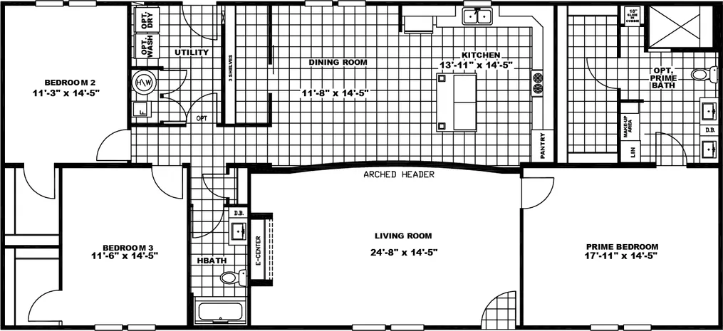 The THE WOODBRIDGE I Floor Plan. This Manufactured Mobile Home features 3 bedrooms and 2 baths.