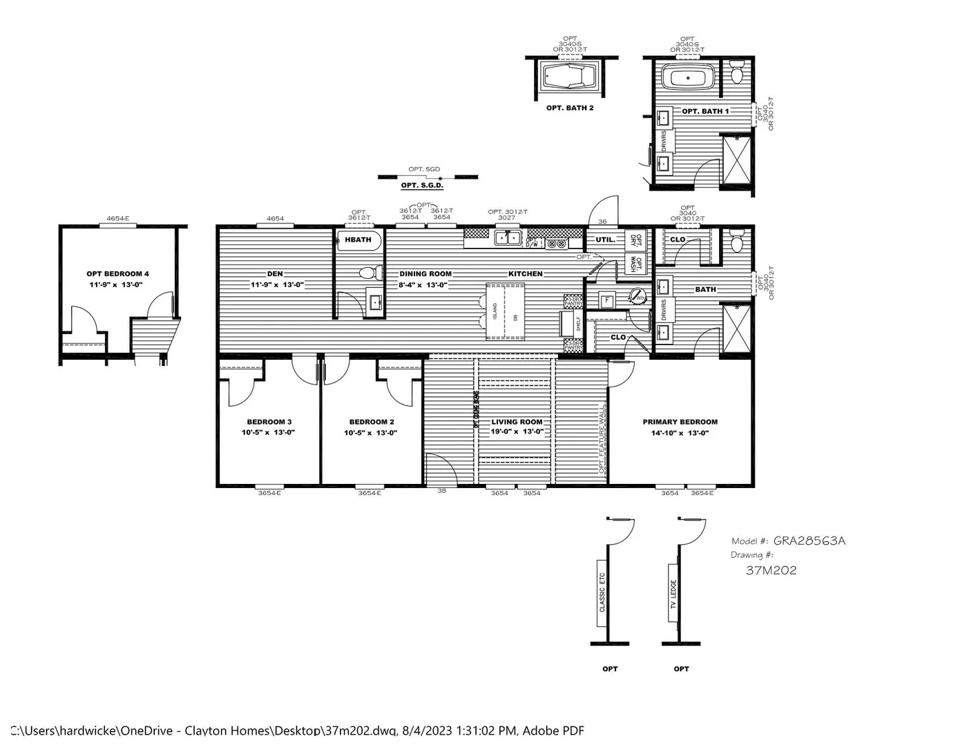 The GRAND LIVING 56 Floor Plan. This Home features 3 bedrooms and 2 baths.