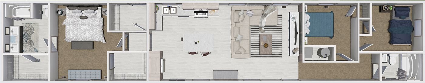 The 7616-4710 THE PULSE Floor Plan. This Manufactured Mobile Home features 3 bedrooms and 2 baths.