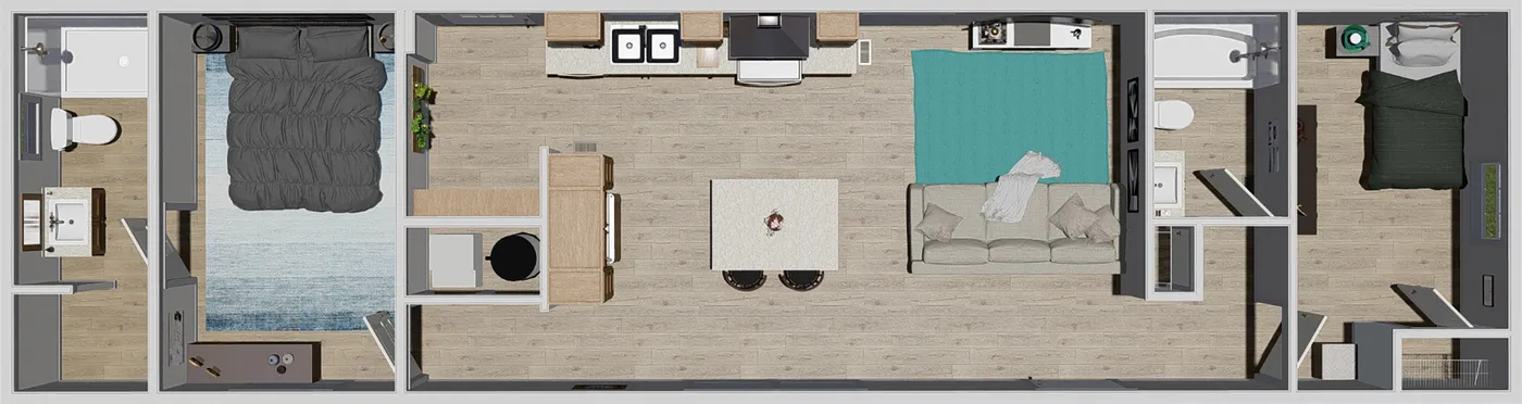 The STILL THE ONE Floor Plan. This Manufactured Mobile Home features 2 bedrooms and 2 baths.