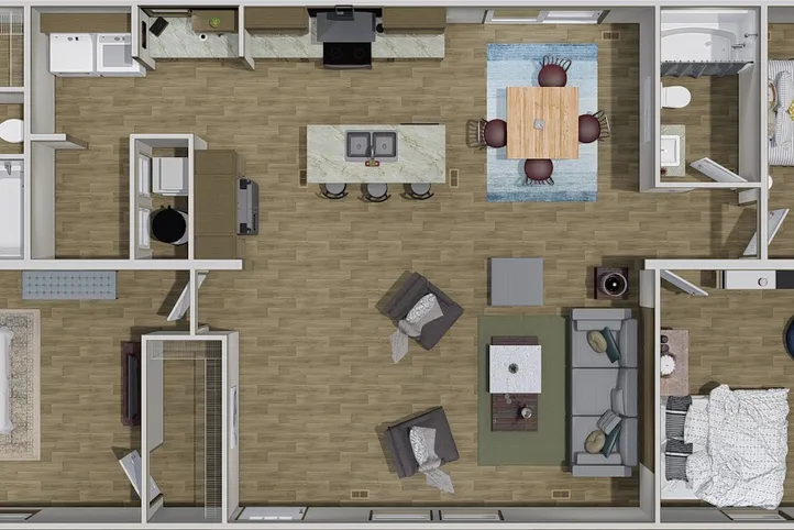The RIO Floor Plan. This Manufactured Mobile Home features 3 bedrooms and 2 baths.