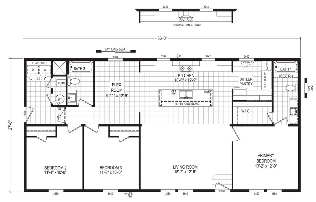 The 5628-786 THE PULSE Floor Plan. This Manufactured Mobile Home features 3 bedrooms and 2 baths.
