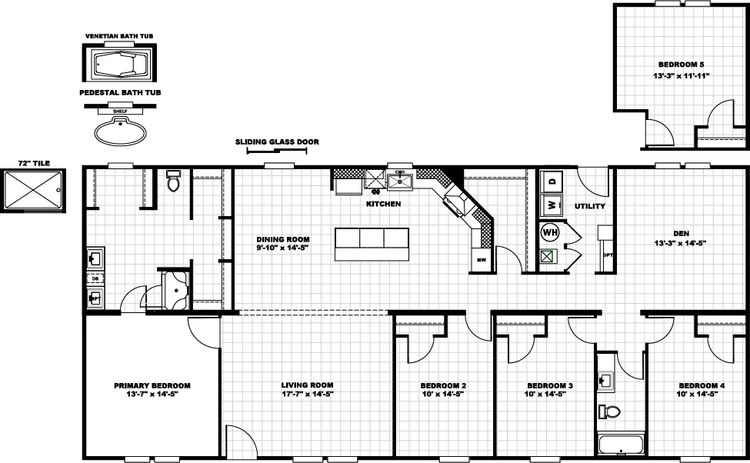 The VISION Floor Plan. This Manufactured Mobile Home features 4 bedrooms and 2 baths.
