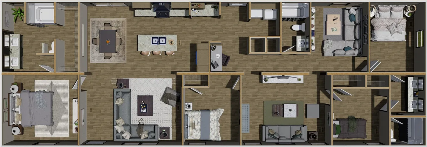 The SNOWCAP Floor Plan. This Manufactured Mobile Home features 4 bedrooms and 2 baths.