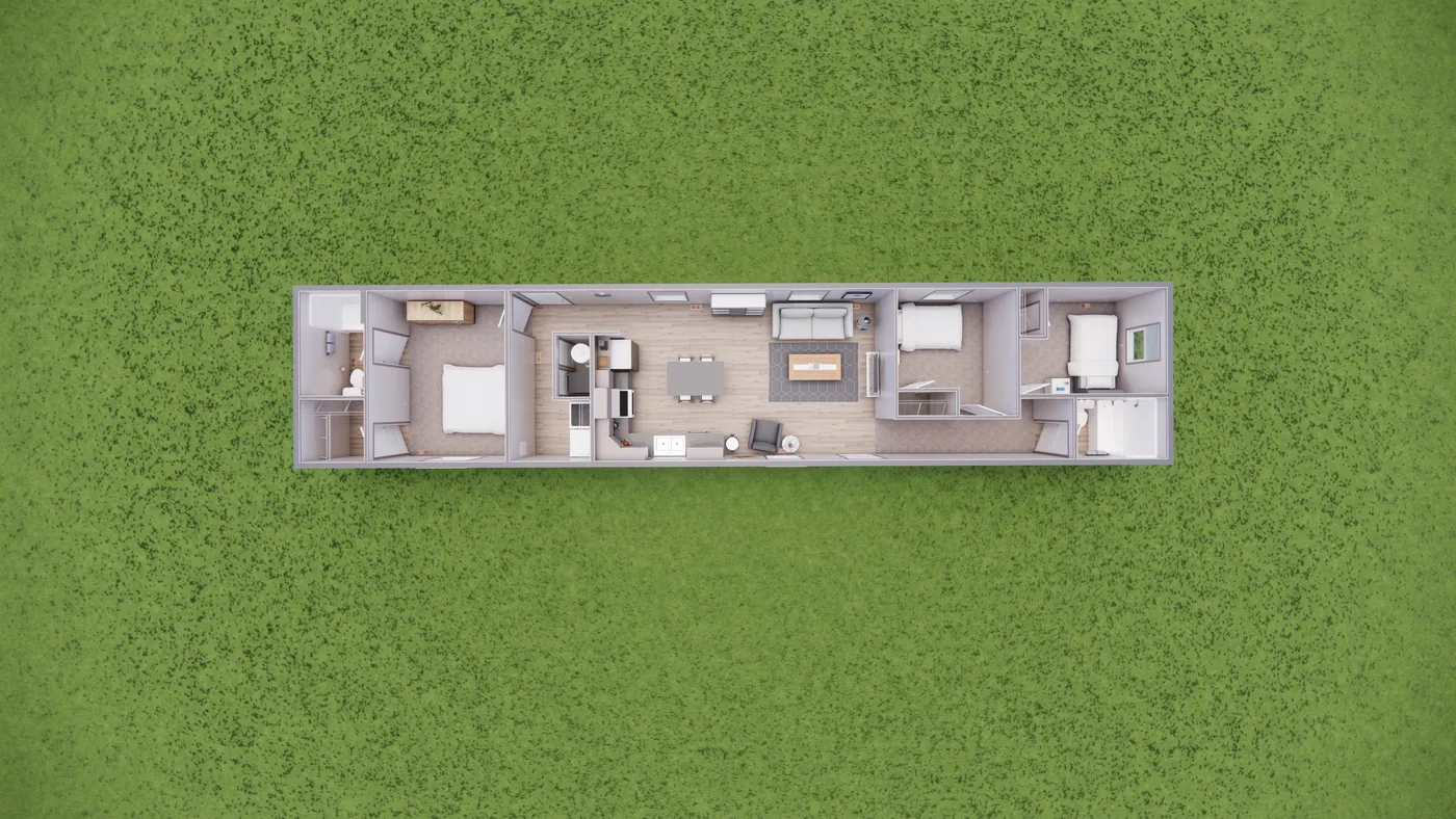 The 7216-4200 ADRENALINE Floor Plan. This Manufactured Mobile Home features 3 bedrooms and 2 baths.