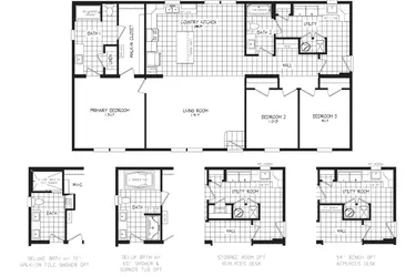 The LEGEND 86 Floor Plan. This Manufactured Mobile Home features 3 bedrooms and 2 baths.
