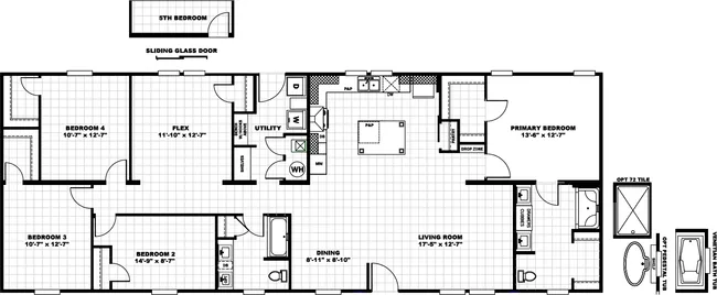 The FARM HOUSE BREEZE 72 Floor Plan. This Manufactured Mobile Home features 4 bedrooms and 2 baths.