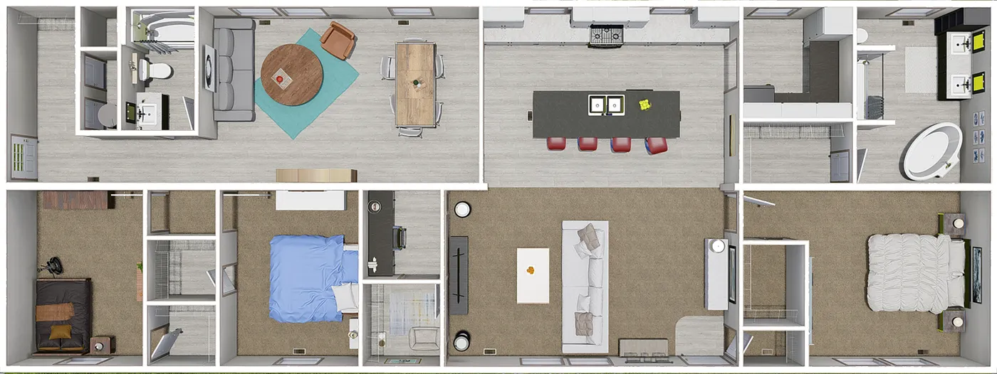 The 7228-5789 THE PULSE Floor Plan. This Manufactured Mobile Home features 3 bedrooms and 2 baths.