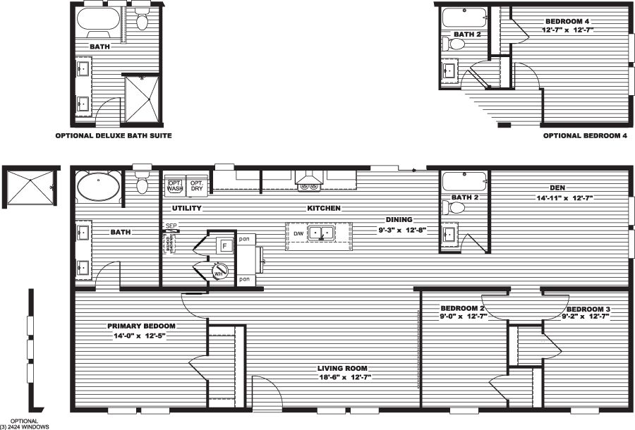 The FIJI Floor Plan. This Manufactured Mobile Home features 3 bedrooms and 2 baths.