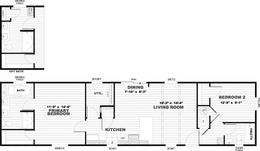 The ANNIVERSARY 16602A Floor Plan. This Manufactured Mobile Home features 2 bedrooms and 2 baths.