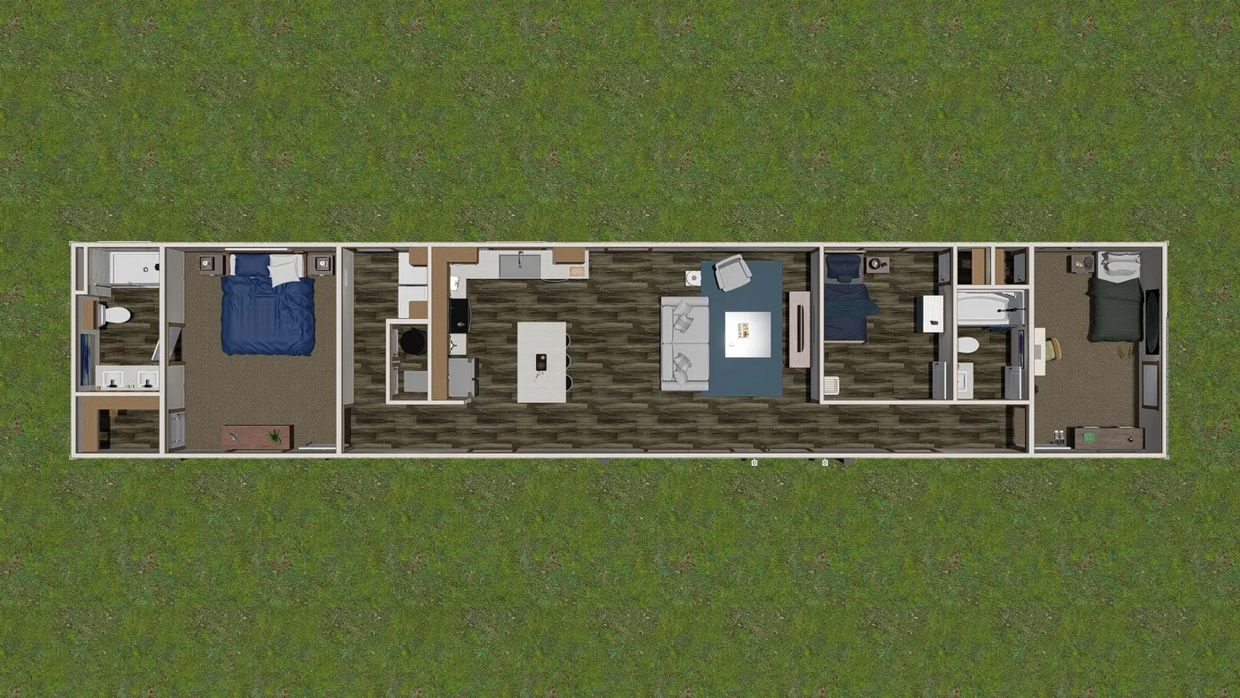 The LIBBY Floor Plan. This Manufactured Mobile Home features 3 bedrooms and 2 baths.