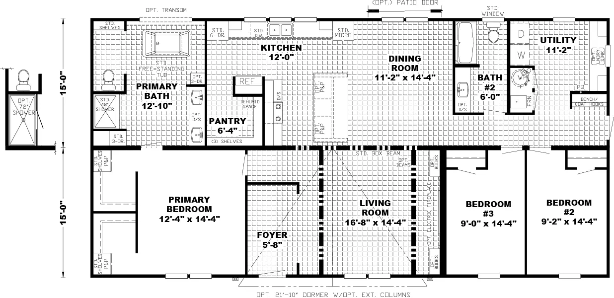 The MOUNTAIN VIEW Floor Plan. This Manufactured Mobile Home features 3 bedrooms and 2 baths.