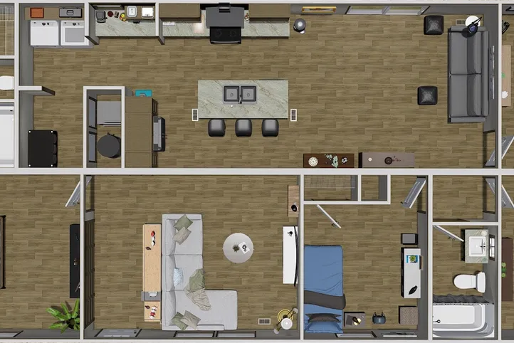 The BOONE Floor Plan. This Manufactured Mobile Home features 4 bedrooms and 2 baths.