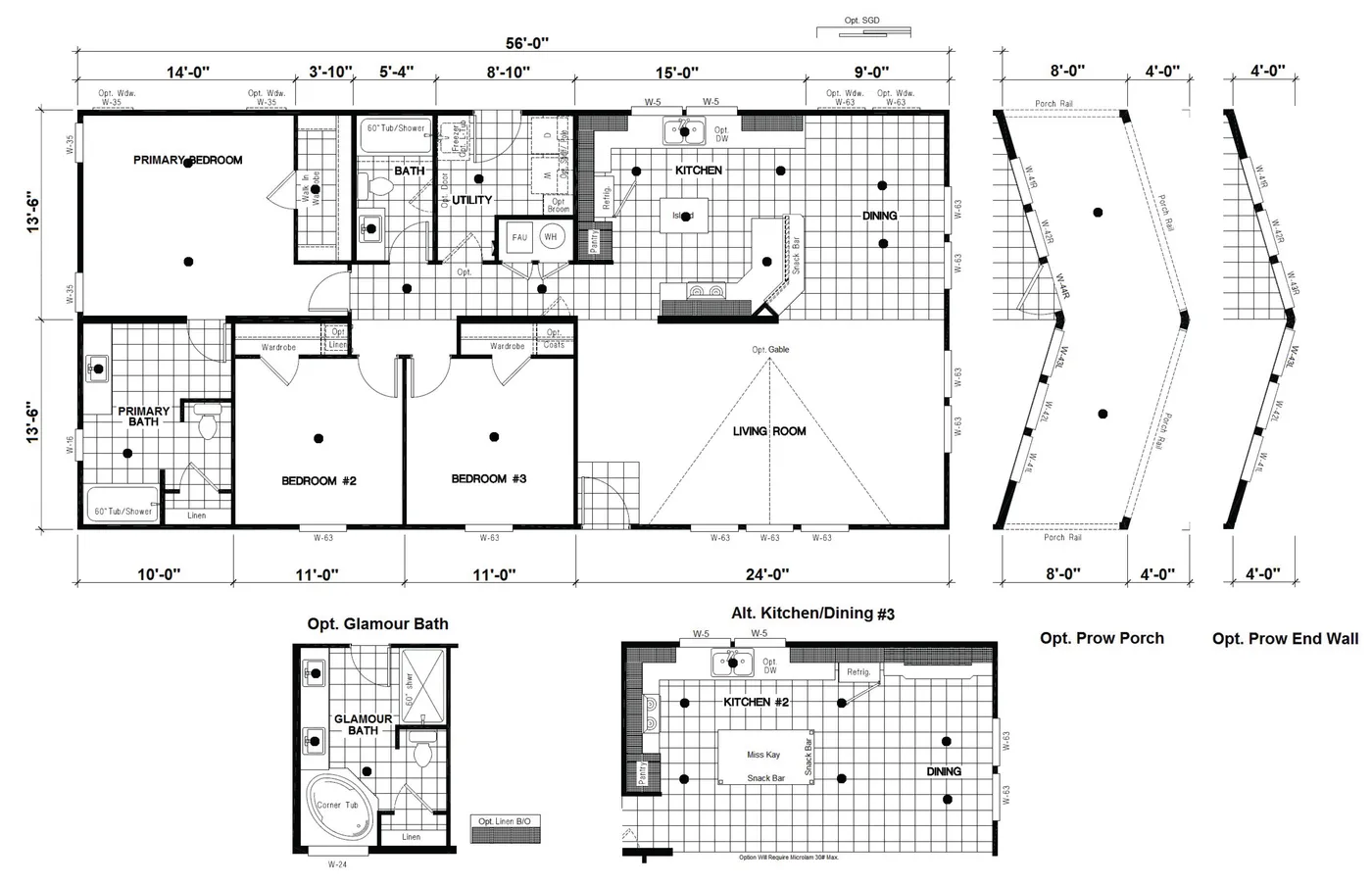 The DRM563F 56'              DREAM Floor Plan. This Manufactured Mobile Home features 3 bedrooms and 2 baths.