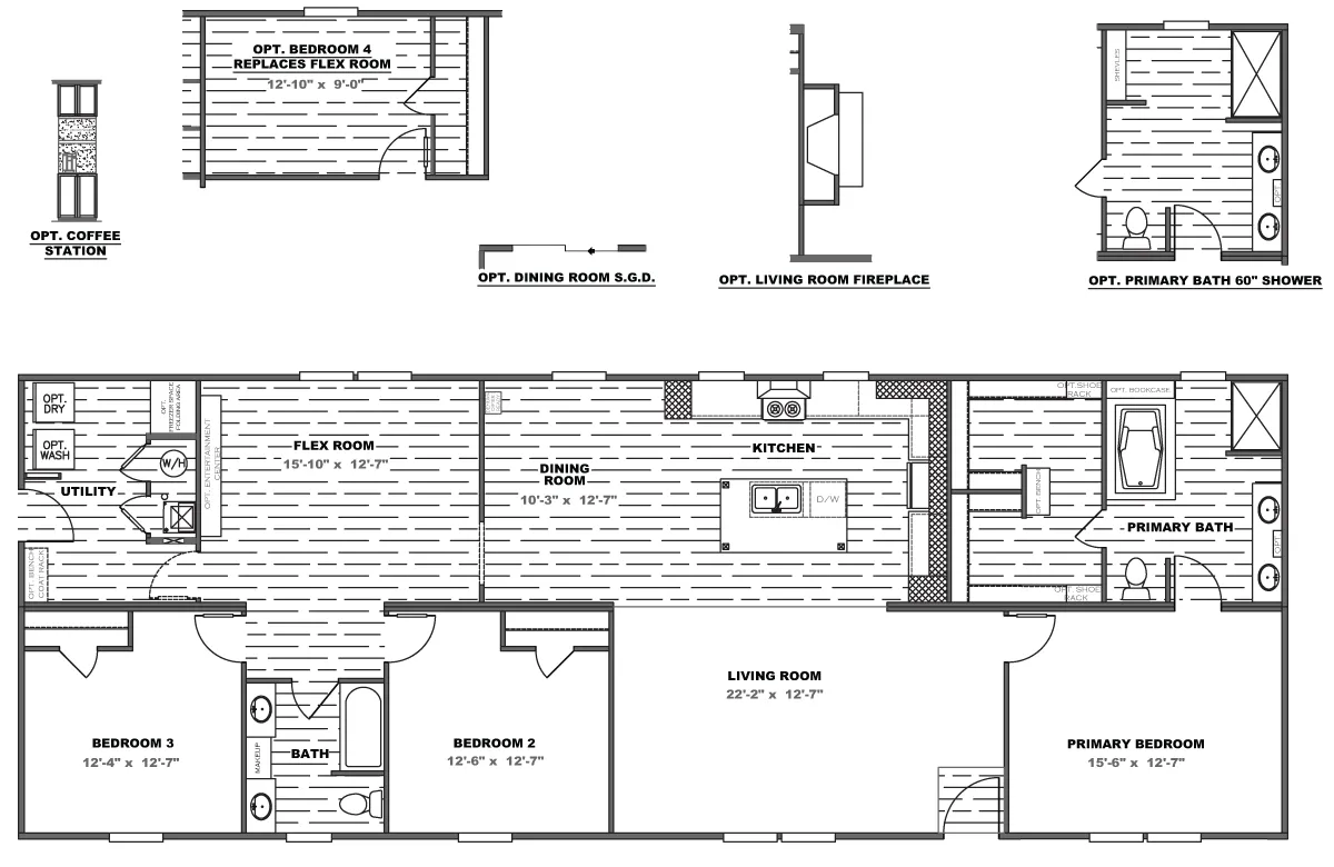The TRADITION 72 Floor Plan. This Manufactured Mobile Home features 3 bedrooms and 2 baths.